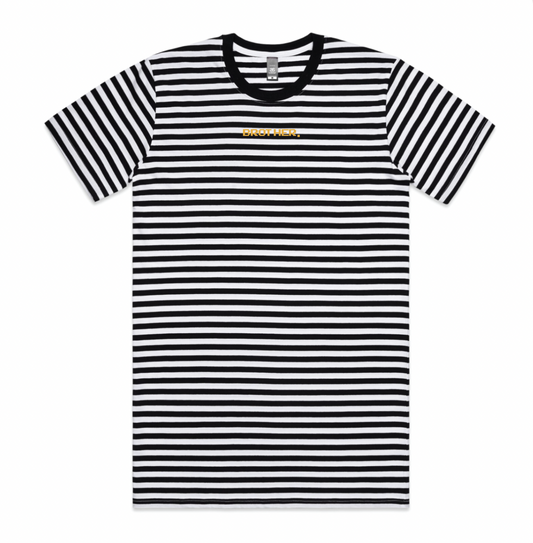 Brother. Embroidered 8bit Striped Tee